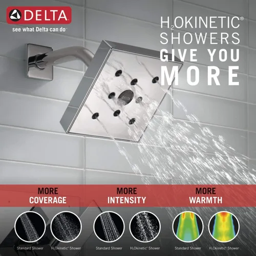Miniatura 5 de Delta Faucet Ara 17 Series Kit de molduras de ducha de doble función con cabezal de ducha H2Okinetic de un solo rociador, cromado T17267