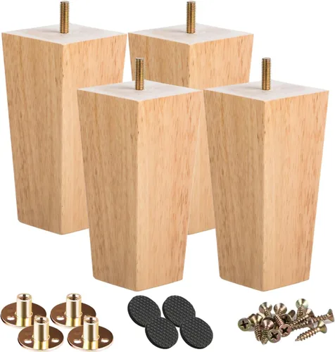 Miniatura 14 de Patas para muebles de madera maciza de 8 pulgadas, 4 pies de repuesto de pirámide de madera moderna de mediados de siglo con pernos roscados de 5/16