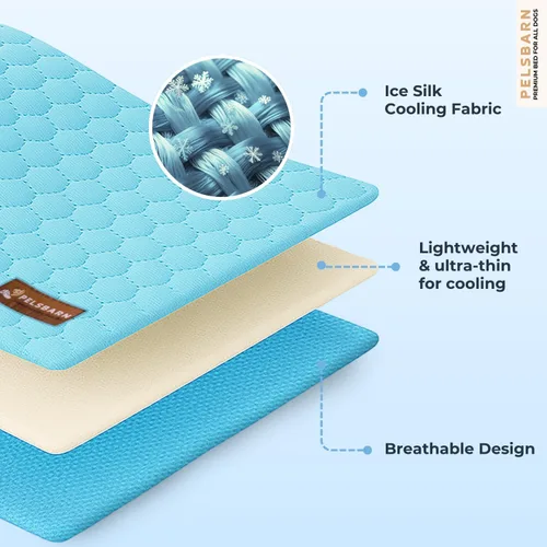 Miniatura 6 de Pelsbarn Tapete refrescante para perros, comodidad de verano de seda de hielo, auto refrescante, antideslizante, duradera y lavable, tapete