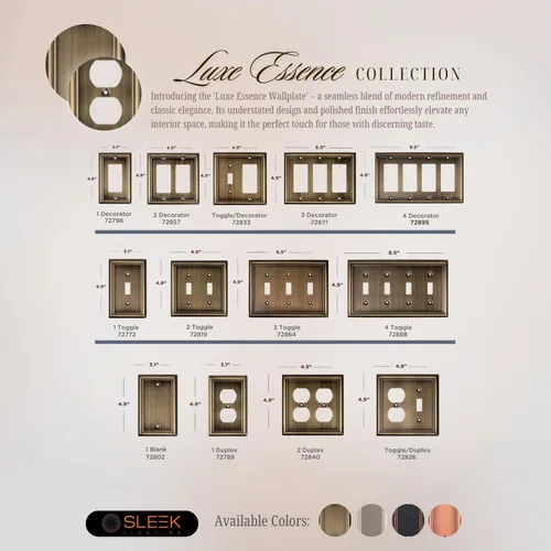 Miniatura 3 de Placas decorativas de latón antiguo biselado Tapas de enchufes eléctricos y interruptores Estilo: 1 banda en blanco (paquete de 4)