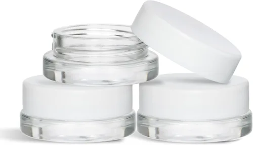 Miniatura 8 de Paquete de (90) tarros de vidrio negro de perfil bajo y grueso de 7 ml con tapas negras - Envases herméticos para aceite, bálsamo labial, cera