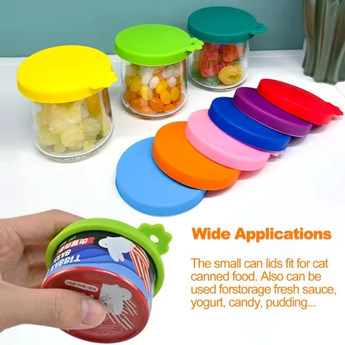 Miniatura 2 de Yobbai Tapas pequeñas para latas de comida para gatos de 3 onzas y 2.5 onzas, cubiertas de silicona de grado alimenticio, codificadas por colores 9