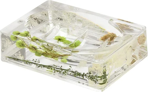 Miniatura 4 de Locco Decor Juego de accesorios de tocador de baño de 5 piezas de acrílico líquido 4D con movimiento flotante para jardín, plantas verdes botánicas