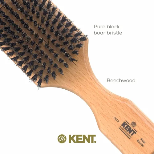 Miniatura 7 de Kent OG2 Club - Cepillo de pelo de cerdas de jabalí pequeño para hombres, cerdas de jabalí natural, cepillo para barba para hombres, cepillo KENT