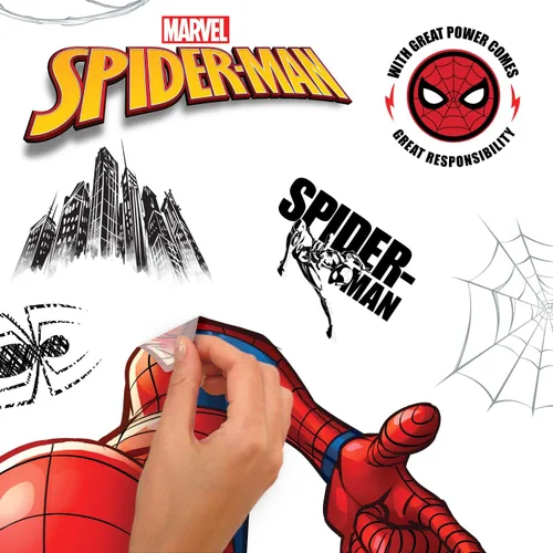Miniatura 6 de RoomMates RMK5168GC Spider-Man Gráfico de Crecimiento Calcomanías de Pared Gigantes (despegar y pegar), Rojo, Azul