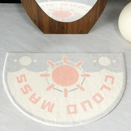 Miniatura 8 de Tapete de baño lavable para baño, 31 x 20 pulgadas, medio círculo, antideslizante, pequeño, absorbente, de secado rápido, alfombra de felpa