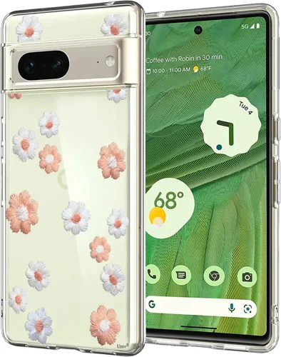 Miniatura 18 de Unov - Funda compatible con Pixel 7, diseño transparente de TPU suave, absorción de impactos, delgada, patrón labrado, cubierta protectora trasera