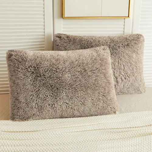 Miniatura 15 de LIFEREVO Paquete de 2 fundas de almohada de piel sintética esponjosa, fundas de almohada cuadradas de 18 x 18 pulgadas, fundas de almohada Blanco