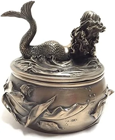 Miniatura 3 de SUMMIT COLLECTION Art Nouveau - Joyero y joyero adornado con diseño de sirena de bronce antiguo