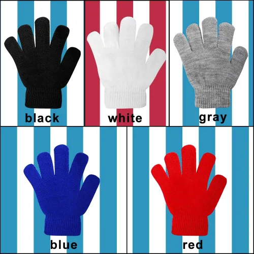 Miniatura 3 de ONESING 3-24 pares de guantes de punto para niños, guantes de invierno blancos para niños, guantes de dedo para niños para niñas