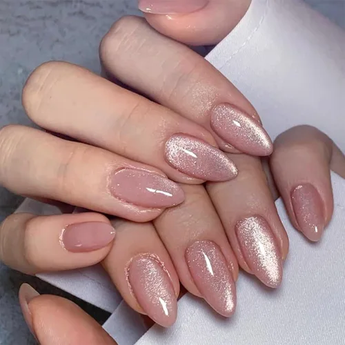 Miniatura 18 de Uñas postizas a presión marrón café, uñas postizas medianas de almendra, color sólido, cobertura completa, uñas postizas artificiales brillantes