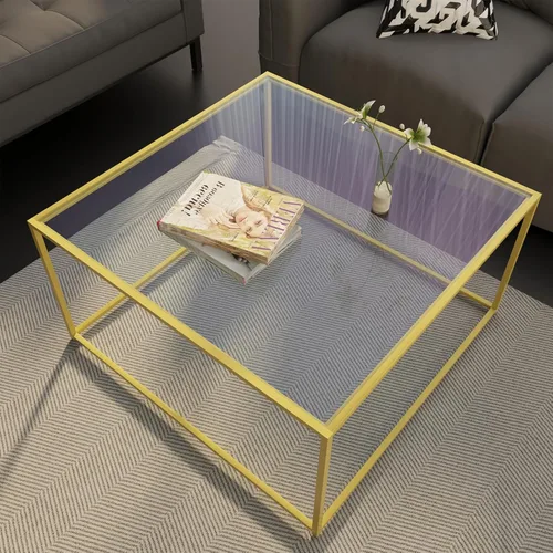 Miniatura 11 de Mesa de café de vidrio cuadrada, mesa de café cuadrada para espacios pequeños, mesa central minimalista moderna para sala de estar, oficina en casa