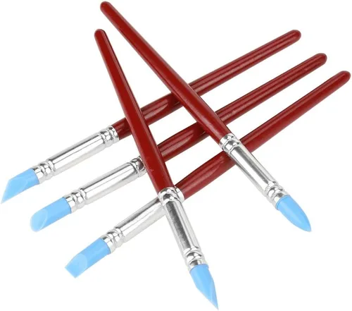 Bolígrafo de herramienta de escultura de arcilla de silicona, 5 piezas de punta de goma para dar forma a color, bolígrafo de tallado de arcilla para