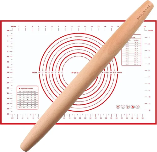 Miniatura 10 de Muso Wood Rodillo francés de madera para hornear, rodillo cónico de madera de haya para pasta de fondant y masa de galletas