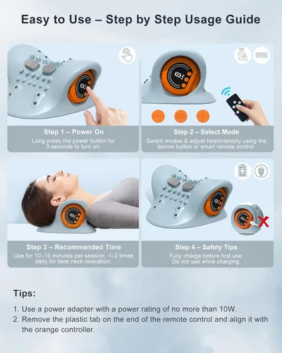 Miniatura 5 de Masajeador de cuello 2026 - Masajeador portátil 3 en 1 con calor, pulso y vibración, diseño ergonómico, masajeador eléctrico de cuello y hombros
