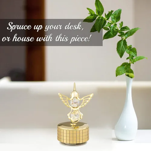 Miniatura 6 de Matashi Regalo de Navidad para mujer, caja de música de colibrí con cristal chapado en oro de 24 quilates, pieza de exhibición de mesa