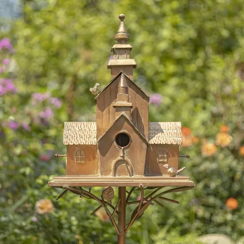 Miniatura 2 de Zaer Ltd. Estacas grandes de color cobre, espacio para 5 familias de pájaros en cada una (XL Country Town Home Montana)
