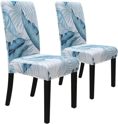Miniatura 55 de SPRINGRICO Paquete de 6 fundas blancas para sillas de comedor, fundas elásticas para sillas de comedor con diseño floral, de elastano lavable