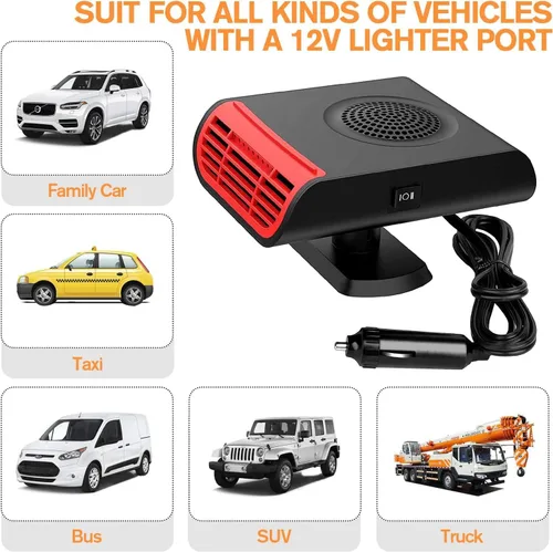 Miniatura 6 de Calentador portátil para automóvil de 12 V, desempañador, desempañante, calentador y descongelador, 2 en 1, función de enfriamiento de calefacción