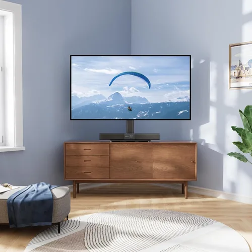 Miniatura 8 de PERLESMITH Patas giratorias universales para televisores LED LCD de 24 a 60 pulgadas, soporte de montaje de televisión ajustable en altura con base