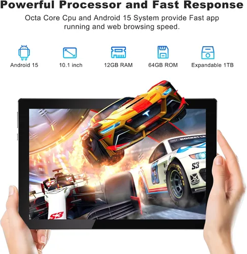 Miniatura 7 de Tableta de 10 pulgadas Android 15 (NO GO) Tablets 2 en 1 tableta con teclado 12 GB RAM+64 GB ROM (soporta expansión de 1 TB) Tableta 2MP+8MP Cámara