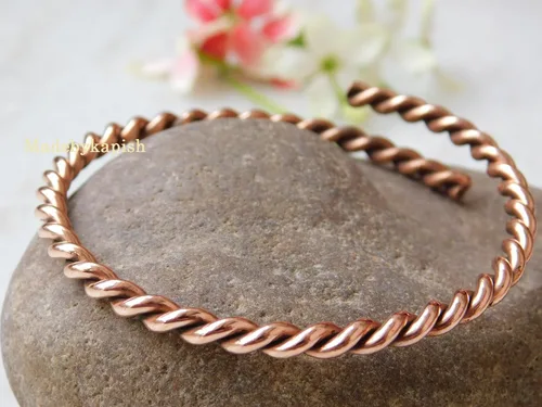 Miniatura 6 de Pulsera tensor hecha a mano de cobre puro 100% cobre, brazalete tensor de cobre, brazalete de cobre de la artritis, regalo de cumpleaños