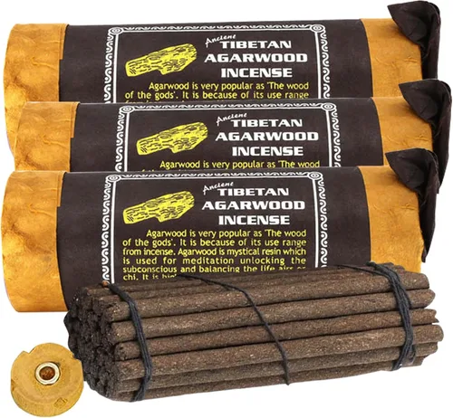 Incienso tibetano antiguo de madera de agar para meditación, yoga, oración, medicina aromática, alivio del estrés, calma, paquete de 3, 30 varillas