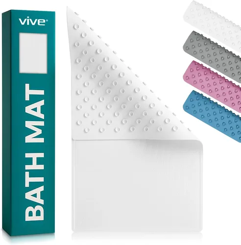 Miniatura 11 de Vive Tapete de baño antideslizante con ventosas, tapete de goma extragrande de 28 x 16 pulgadas para seguridad y comodidad, agarre patentado que