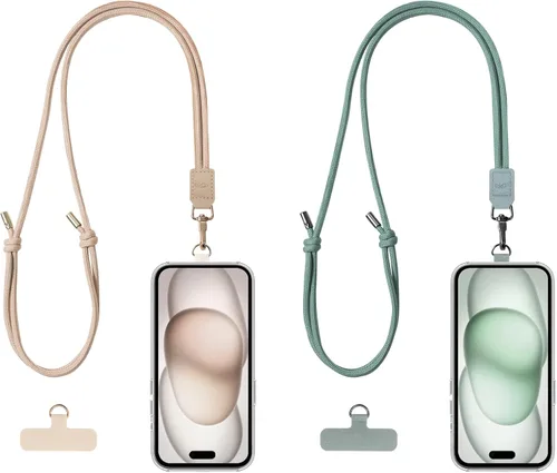 Miniatura 9 de EKAX Cordón para teléfono, 1 correa cruzada personalizable para el cuello, 1 pestaña de piel sintética extraíble, soporte manos libres para Rosa
