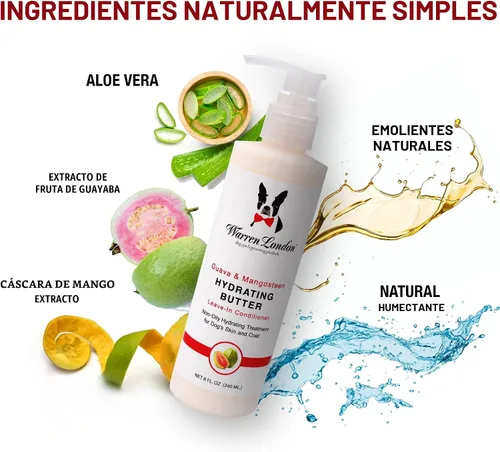 Miniatura 7 de Warren London Mantequilla Hidratante Acondicionador Sin Enjuague para Mascotas para Perros Loción para Piel y Pelaje Acondicionador de Aloe