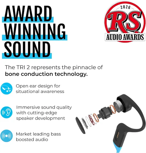 Miniatura 4 de H2O Audio TRI 2 Multisport - Auriculares impermeables de conducción ósea de oído abierto, Bluetooth 5.3 para correr y ciclismo, modo MP3