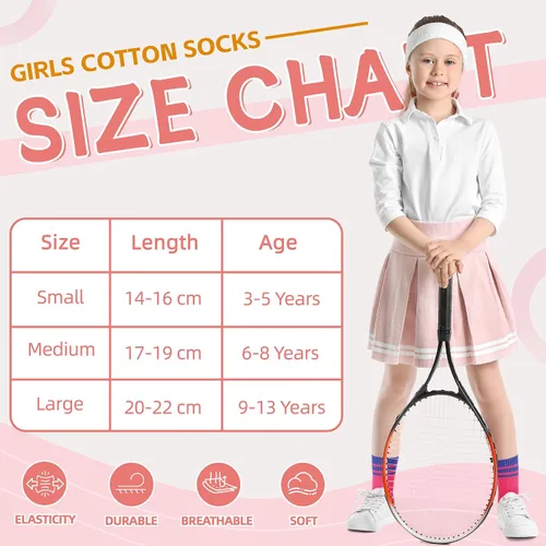 Miniatura 5 de WEVIAS Calcetines deportivos de algodón para niños y niñas, suaves, transpirables, 6 pares