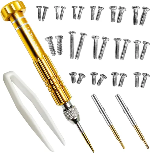 PTSLKHN Kit de reparación de lentes, destornillador de acero S2 con 15 tipos de tornillos, juego de herramientas de reparación de cristales de