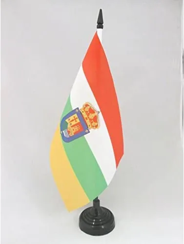 Miniatura 11 de Bandera de mesa de Andalucía 4'' x 6'' - Bandera de escritorio de la región española de Andalucía 5.9 x 3.9 in - Barra y base de plástico negro - AZ