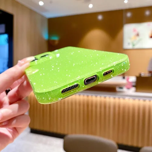 Miniatura 7 de OWLSTAR Bonita funda con purpurina para iPhone 12 Pro de 6.1 pulgadas, funda protectora delgada y brillante para mujeres y niñas (verde brillante)