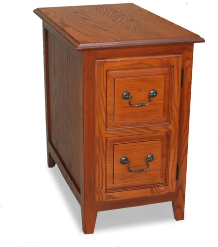 Miniatura 10 de Leick Home Laurent 10537 - Mesa auxiliar con lámpara, madera maciza, con cajón y estante, cereza chocolate