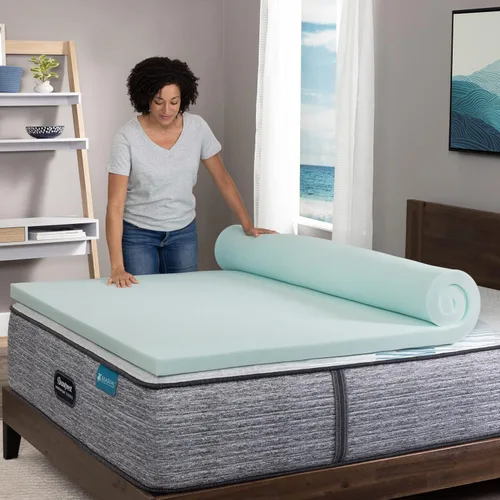 Miniatura 4 de Beautyrest Thermagel Deluxe - Cubrecolchón de espuma viscoelástica para aliviar la presión, tamaño individual, 2 pulgadas, color azul