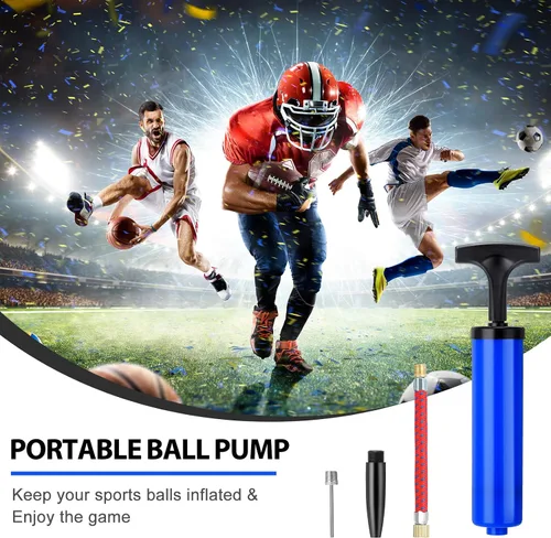 Miniatura 5 de Jerify Kit de bomba de bola de 8 pulgadas, bomba de aire portátil de pelota deportiva para fútbol con manguera de extensión de aguja, inflador