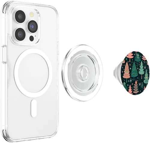 Miniatura 4 de Bosque de invierno de abeto navideño - PopSockets MagSafe PopGrip con temática navideña para iPhone