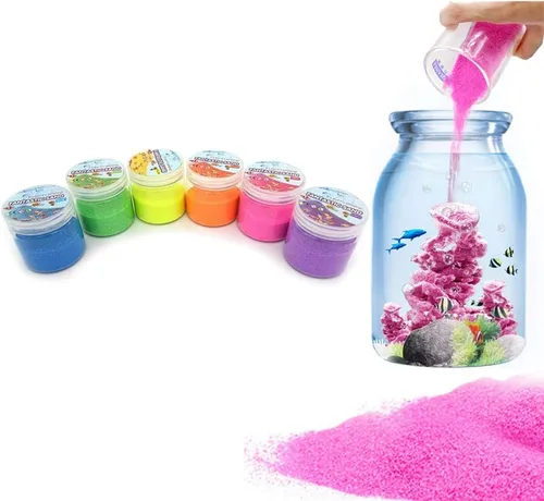 JULAN Paquete de 6 juguetes de arena mágica para niños y adultos, 6 colores