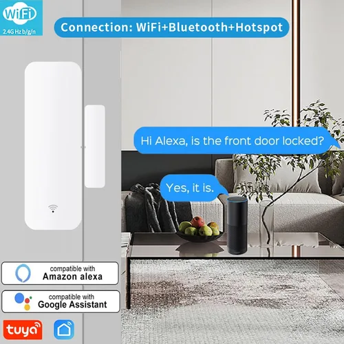Miniatura 2 de Tuya - Sensor de puerta WiFi, sensor inteligente de ventana de puerta, alarma en tiempo real compatible con Alexa Google Assistant, sensor