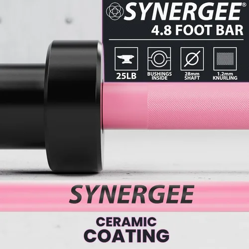 Miniatura 2 de Synergee Barra olímpica de 20 libras y 25 libras, barra de peso olímpica de 2 pulgadas para entrenamiento de fuerza, sentadillas, peso muerto y f)