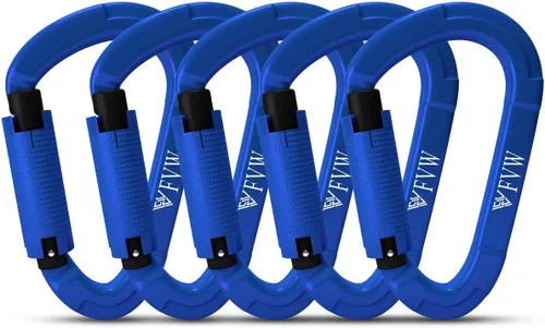 Miniatura 8 de FVW Mosquetones de bloqueo automático para escalada en roca, mosquetones profesionales de 25KN (5620 lbs) resistentes para rapel, columpio, rescate