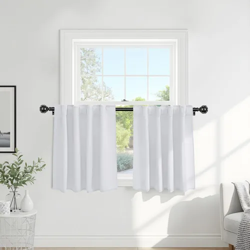 Miniatura 43 de PONY DANCE Cortinas cortas con aislamiento térmico para ventana pequeña, para guardería, baño, cocina, lavandería, caravana, sótano, 29 pulgadas