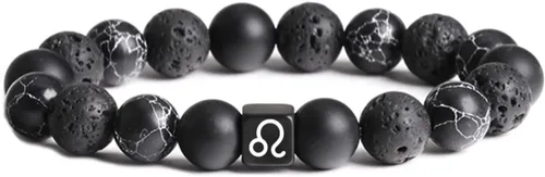 Pulsera del zodiaco para hombre de 0.394 pulgadas (0.394 in) con piedras semipreciosas naturales, pulsera de cuentas de chakras, signo de estrella,