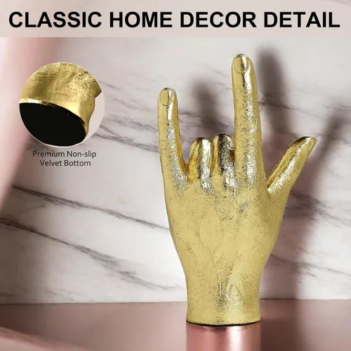 Miniatura 3 de DECOUE Estatuas y esculturas de gestos dorados, estatuas de dedo de resina para mano, decoración clásica de estante y escritorio, regalos