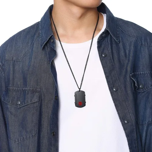 Miniatura 115 de VNOX Collar con colgante personalizado de acero inoxidable con grabado personalizado para identificación de alerta médica de emergencia para hombres