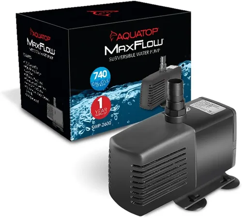 Miniatura 12 de Aquatop MaxFlow Bomba sumergible 343 GPH - Caudal ajustable para acuarios, sumideros, estatuas - Circulación eficiente del agua, SWP-1300 - Fácil