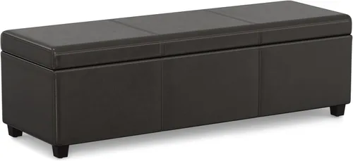 Miniatura 18 de SIMPLIHOME Avalon - Banco contemporáneo tipo otomana rectangular con almacenamiento extragrande de 54 pulgadas de ancho, de pelo sintético de Gris