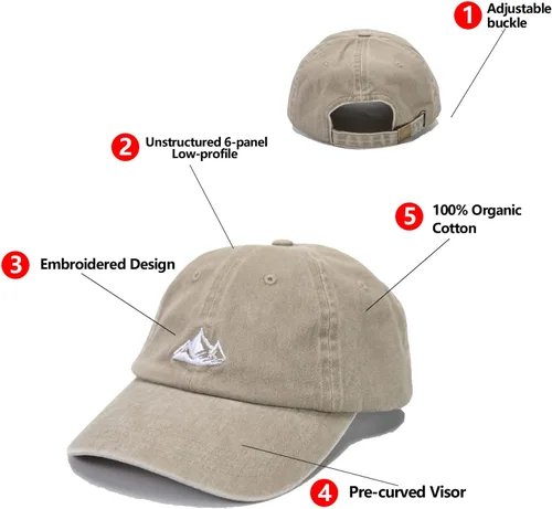 Miniatura 5 de Gorra de béisbol unisex para papá, diseño de algodón suave lavado, sin estructura, para exteriores, para montaña
